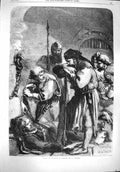 Original Old Antique Print 1861 Scene Death King Richard Gilbert 19th