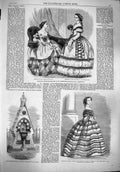 Original Old Antique Print 1861 Coventry Ribbon Dress Leamington Aylesfo 19th