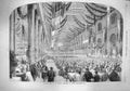 Original Old Antique Print 1861 Monster Festival Railway Employees Crewe Dinner