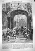 Original Old Antique Print 1861 Mass George'S Day Church Lierre Belgium Archers