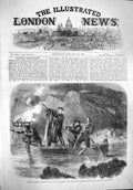 Original Old Antique Print 1861 General Garibaldi Spearing Fish Caprera Fishing