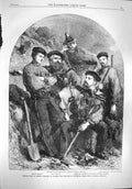 Original Old Antique Print 1861 General Garibladi Guzmaroli Stagnetti Basso War