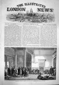 Original Old Antique Print 1861 Entrance Hall Hotel Charleston South Carolina