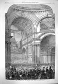 Original Old Antique Print 1861 Performance Messiah St. Paul'S Cathedral Church