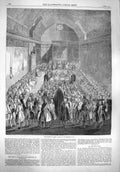 Original Old Antique Print 1861 Scene House Lords Close Session Men Meeting