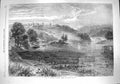 Original Old Antique Print 1861 View Belnheim Palace Lake Bridge Ducks Trees