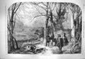 Original Old Antique Print 1861 Hunting Scene Men Guns Dogs Horses Victorian