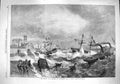 Old Antique Print 1861 Gale Storm Ship Wreck Kingstown Bay Dublin Ireland 19th