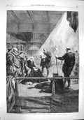 Original Old Antique Print 1861 Scene Execution Mary Queen Scots Man Axe 19th