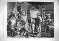 Original Old Antique Print 1861 Studio Rembrandt Art Painting Easel Victorian