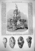 Original Old Antique Print 1861 Flint Implements Drift Testimonial Hayter Bart