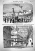 Original Old Antique Print 1861 St. Mary'S Convict Prison Chatham Mess-House