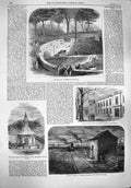 Original Old Antique Print 1861 Bear-Pit Switzerland Berne Railway Station 19th