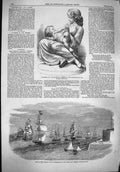 Original Old Antique Print 1861 Mother'S Joy Sculpture Mersey Ships Liverpool