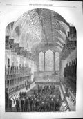 Original Old Antique Print 1861 Funeral Duchess Kent Choir St. George'S Chapel