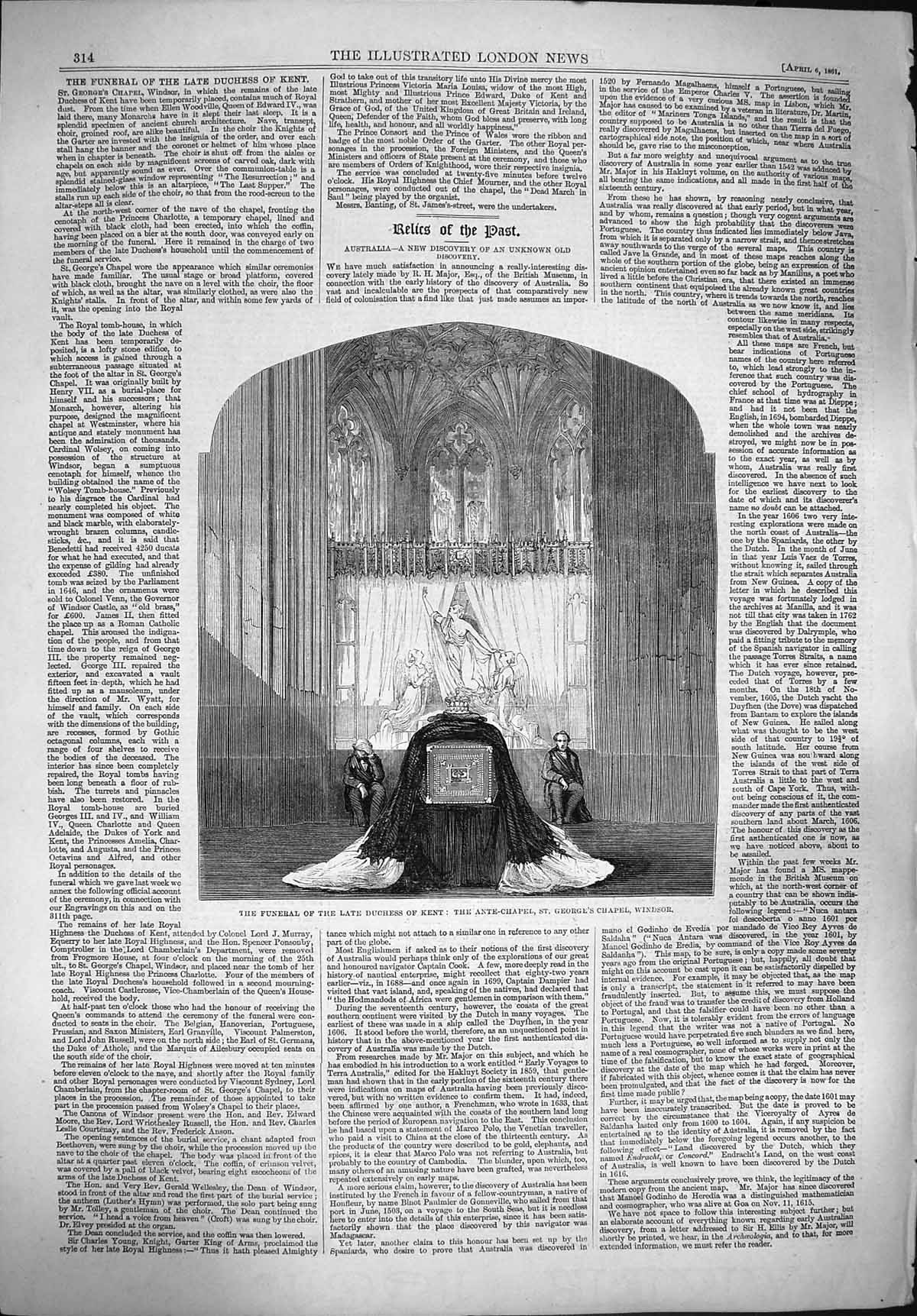 Old Antique Print 1861 Funeral Duchess Kent Ante-Chapel George'S Windsor 19th