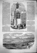 Original Old Antique Print 1861 Guards Memorial Waterloo Place Marsala Sicily