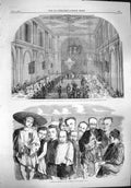 Original Old Antique Print 1861 Chinese People Dinner Northumberland Y Victorian