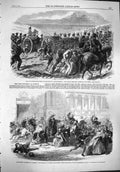 Original Old Antique Print 1861 Sham Fight Brighton Sussex Siers Warsaw Cossack