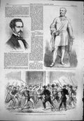 Old Antique Print 1861 King Spain Statue Henry Havelock Naples Garibaldi 19th