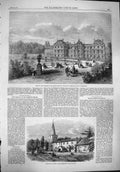 Antique Old Print *3791 1861 Palace French Senate Luxembourg Madingley Church