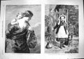 Original Old Antique Print 1861 Pet Village Little Girl Dog Hemsley Summer Lady