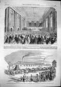 Old Antique Print 1861 Protestant Hall Cork Earl Bandon Elswick Newcastle 19th