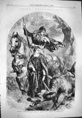 Original Old Antique Print 1861 England Tutelary Patron Saint George'S Day 19th