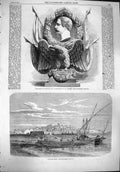 Original Old Antique Print 1861 Sculpture Glory Napoleon View Syracuse Sicily