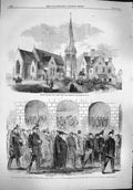 Original Old Antique Print 1861 District Church Mark Wray Reigate Guard Naples
