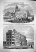 Original Old Antique Print 1861 Palace Industry Amsterdam Hotel Buckingham Gate
