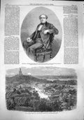 Old Antique Print 1861 Portrait Dudley Mann Gardens Buddhist Temple Pekin 19th