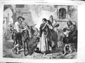 Original Old Antique Print 1861 Fine Art Gossips Water Well Donkey People 19th