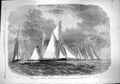 Original Old Antique Print 1861 Royal Thames Yacht Shadow Waterlily Amazo 19th