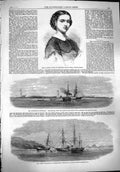 Old Antique Print 1861 Adelina Patti Italian Opera Livingstone Ship Sidon 19th