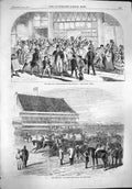 Original Old Antique Print 1861 Derby Day Bells Life Office Horses Sport Racing