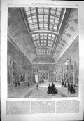 Original Old Antique Print 1861 New Room National Art Gallery Paintings P 19th