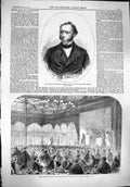 Original Old Antique Print 1861 Portrait Braidwood Dinner Arts Crystal Palace
