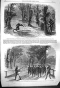 Original Old Antique Print 1861 War America Ferderal Army Unionist Alexandria