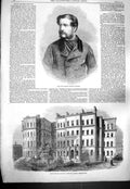 Original Old Antique Print 1861 Major Charles Nasmyth King'S College Hospi 19th