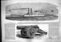 Original Old Antique Print 1861 Hudson River Steamers New World War Gun 19th