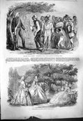 Original Old Antique Print 1861 War America Siers Paris Fashion Dresses 19th