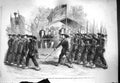 Original Old Antique Print 1861 Federal Troops President Lincoln Garibald 19th