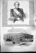 Original Old Antique Print 1861 Count Ornano Marshal France Harbour St. Pierre