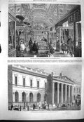 Original Old Antique Print 1861 India Museum Whitehall Leandenhall Street House