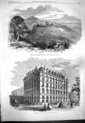 Original Old Antique Print 1861 Brolio Ricasoli London Railway Terminus Hotel