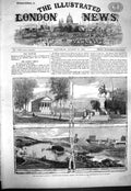 Original Old Antique Print 1861 War America Richmond Washington Monument James