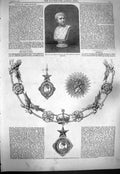 Original Old Antique Print 1861 Bust Joshus Reyns Insignia Order Sta Victorian