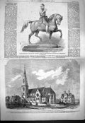Old Antique Print 1861 Statue William Taciturn St. Anns Church Stamford 19th