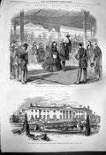 Old Antique Print 1861 Queen Ireland Kingstown Phoenix Park Dublin Lodge 19th